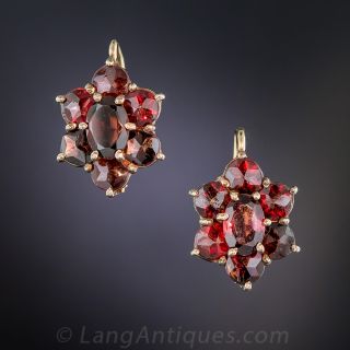 Bohemian Garnet Cluster Earrings