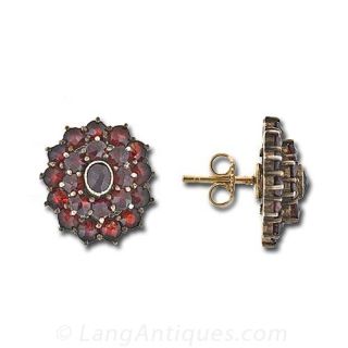 Bohemian Garnet Cluster Earrings