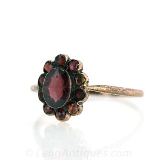Bohemian Garnet Cluster Ring