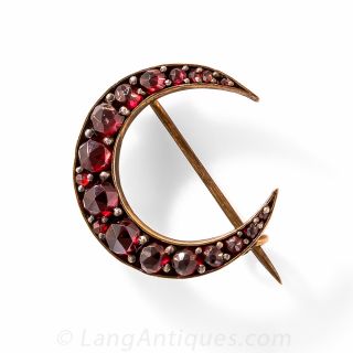 Bohemian Garnet Crescent Brooch