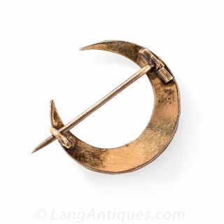 Bohemian Garnet Crescent Brooch