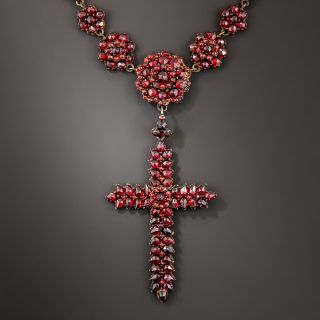 Bohemian Garnet Cross Necklace - 2