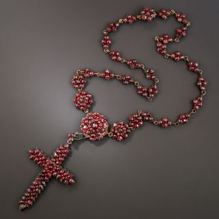 Bohemian Garnet Cross Necklace