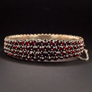 Bohemian Garnet Four-Row Bangle Bracelet - 1