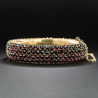 Bohemian Garnet Four-Row Hinged Bangle Bracelet - 2