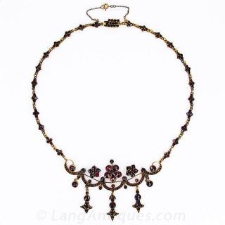 Bohemian Garnet Garland Necklace c1920's