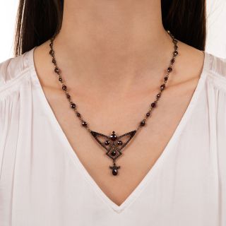 Bohemian Garnet Geometric Necklace