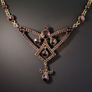 Bohemian Garnet Geometric Necklace - 2