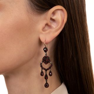 Bohemian Garnet Girandole Earrings