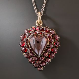 Bohemian Garnet Heart Shaped Locket - 2