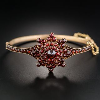 Bohemian Garnet Hinged Bangle Bracelet - 2