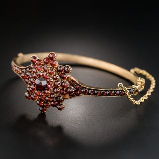 Bohemian Garnet Hinged Bangle Bracelet