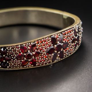 Bohemian Garnet Hinged Bangle Bracelet