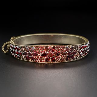 Bohemian Garnet Hinged Bangle Bracelet
