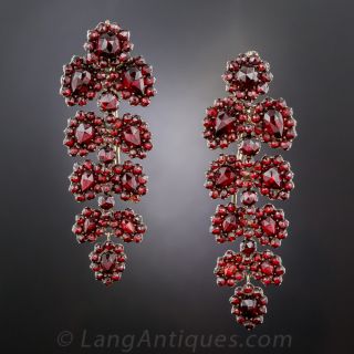 Bohemian Garnet Long Dangle Earrings - 1