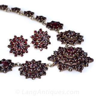 Bohemian Garnet Necklace and Earring Set