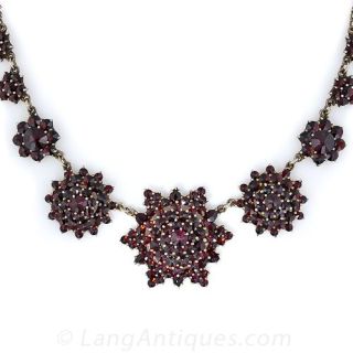 Bohemian Garnet Necklace and Earring Set