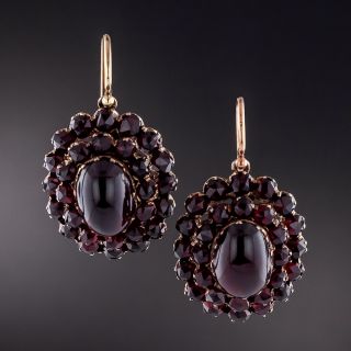 Bohemian Garnet Oval Cluster Drop Earrings - 1