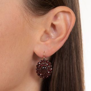 Bohemian Garnet Oval Cluster Drop Earrings