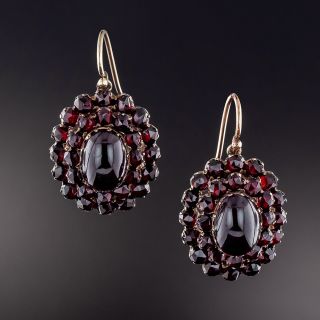 Bohemian Garnet Oval Cluster Earrings - 1