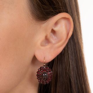 Bohemian Garnet Oval Cluster Earrings