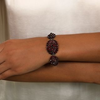 Bohemian Garnet Oval Link Bracelet