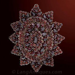 Bohemian Garnet Oval Starburst Pin/Pendant
