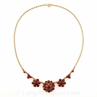 Bohemian-Style Garnet Rosette Necklace