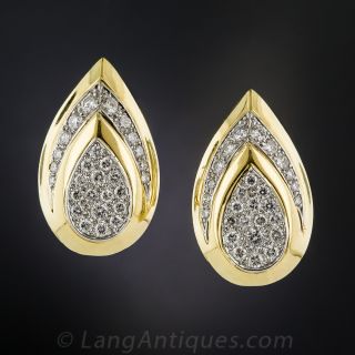 Bold Pave Diamond Tear Drop-Shaped Earrings - 1