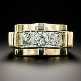 Bold Retro Three-Stone Diamond Ring - 4