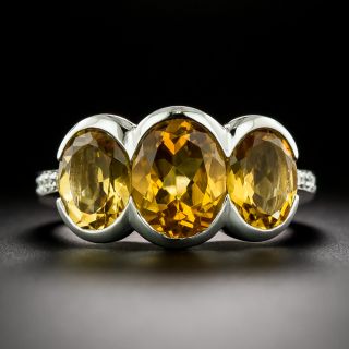 Bold Three-Stone Citrine Ring, Italian - 3