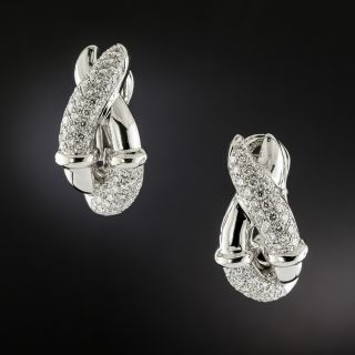 Boucheron 18K Diamond Ribbon Earrings, French - 2
