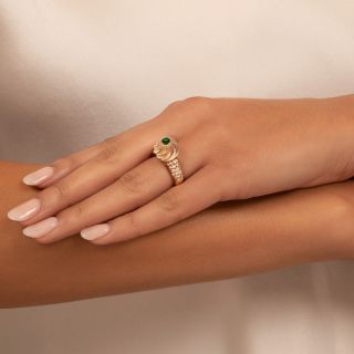 Boucheron Carved Rock Crystal, Emerald and Diamond Ring