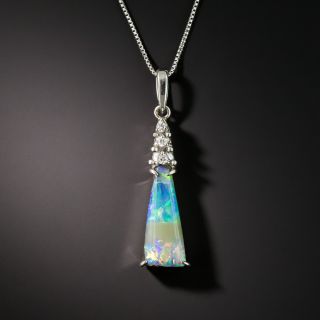 Boulder Opal And Diamond Pendant