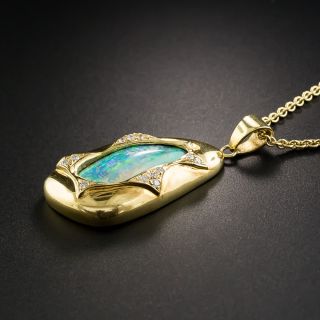 Boulder Opal and Diamond Pendant Necklace
