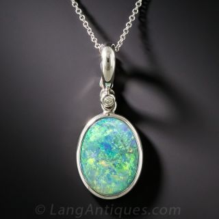 Boulder Opal and Diamond Pendant 