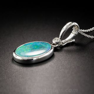 Boulder Opal and Diamond Pendant 