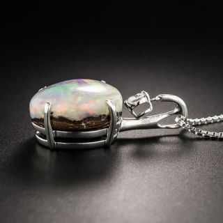 Boulder Opal Platinum Diamond Pendant 