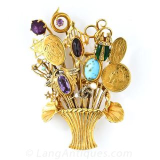 Bouquet of Antique Stickpins Brooch
