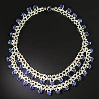 Briolette Sapphire and Pearl Necklace - 2