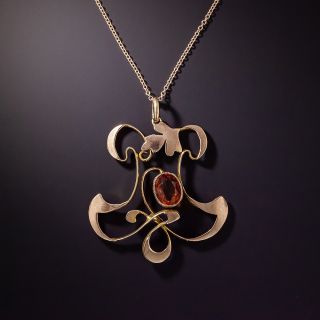 British Art Nouveau Citrine Necklace - 0