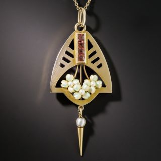British Arts and Crafts Enamel Pendant Necklace