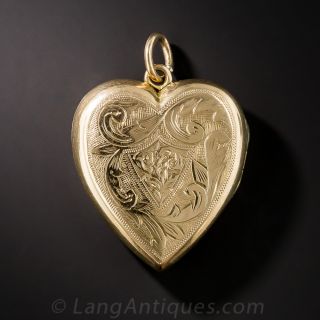 British Hand Engraved Heart Locket