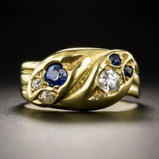 British Sapphire and Diamond Double Snake Ring