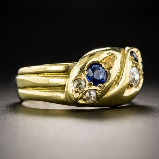 British Sapphire and Diamond Double Snake Ring