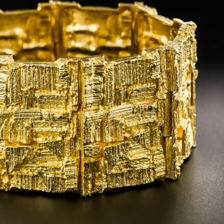 Brutalist 18K Gold Bracelet by Bjorn Weckstram - Norway - 4