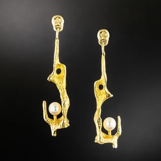 Brutalist Pearl Drop Earrings - 2