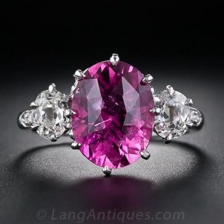 Bubble Gum Pink Tourmaline and Diamond Ring