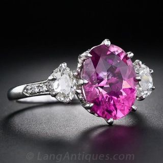 Bubble Gum Pink Tourmaline and Diamond Ring