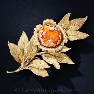 Buccellati Mexican Opal Leaf Brooch  - 2